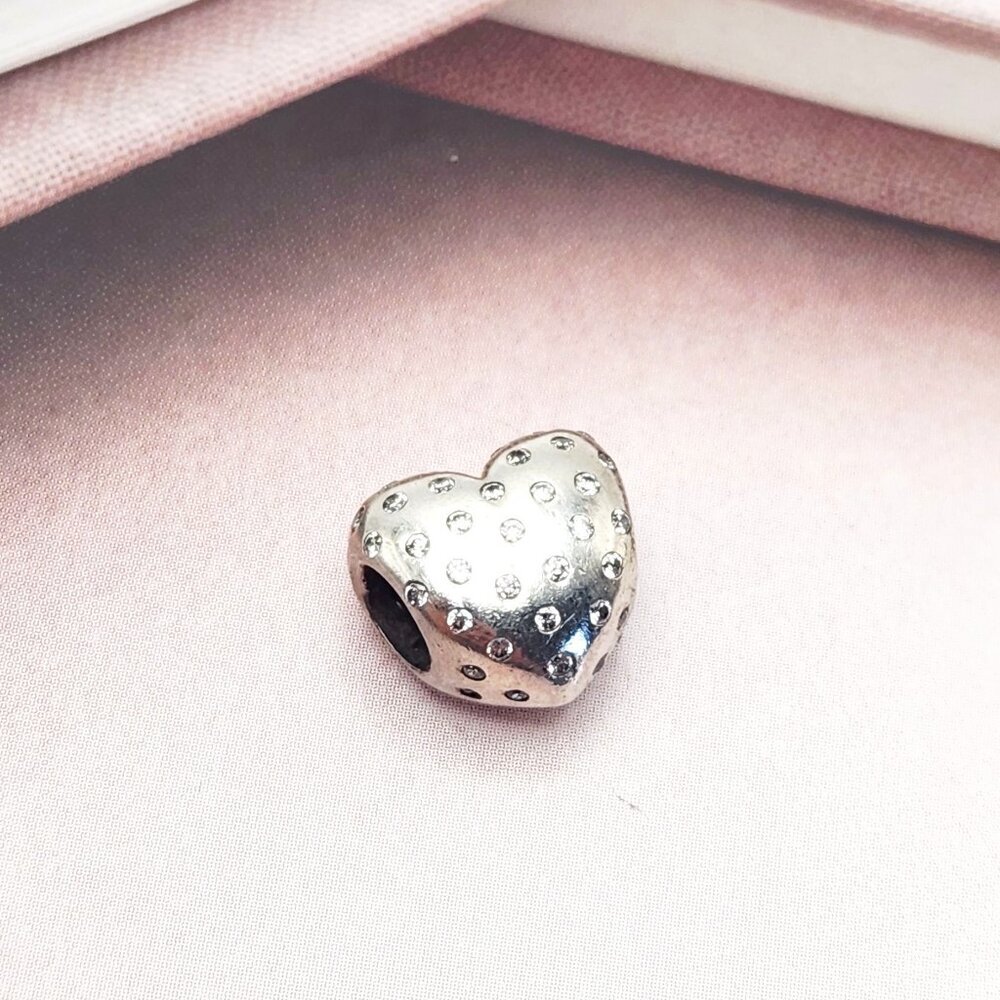 Pandora Sparkle of Love Heart Sparkly CZ 925 Sterling Silver Charm Authentic